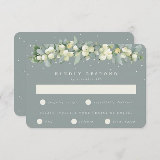 シーフロムグリーンスノーベリー+ユーカリプトゥスガーランド結婚ズ 出欠カード (正面/裏面)