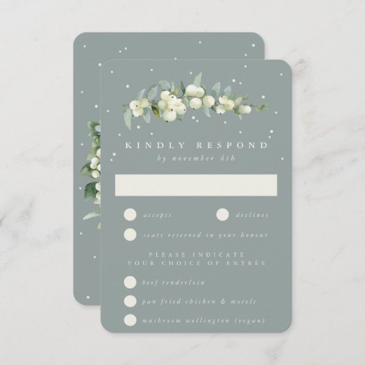 シーフロムグリーンスノーベリー+ユーカリプトゥス結婚ステム 出欠カード (正面/裏面)