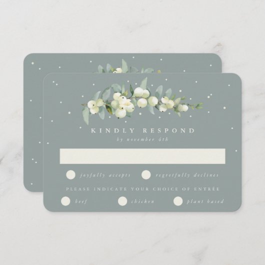 シーフロムグリーンスノーベリー+ユーカリプトゥス結婚ステム 出欠カード (正面/裏面)