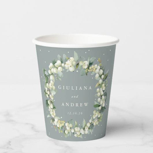 シーフロムグリーンスノーベリー+ユーカリリース結婚ズ 紙コップ (正面)