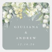 シーフロムグリーンスノーベリー+ユーカリ結婚プタス スクエアシール (正面)