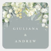 シーフロムグリーンスノーベリー+ユーカリ結婚プタス スクエアシール (正面)