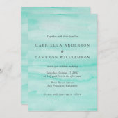 シーフロムミントグリーン抽象芸術ウォーターカラー結婚ズ 招待状 (正面/裏面)