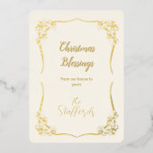 シーフローラレースアイボリーホリデーカード 箔シーズンカード (正面)