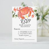 シーフードのカニの沸騰夏のパーティーのRsvpカード 出欠カード (スタンド正面)