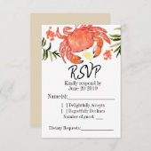 シーフードのカニの沸騰夏のパーティーのRsvpカード 出欠カード (正面/裏面)