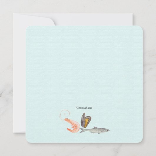 シーフードのメドレーの招待状 招待状 (裏面)