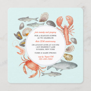 シーフードのメドレーの招待状 招待状