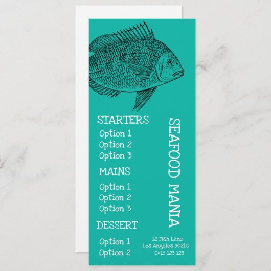 シーフードのレストランの魚の夕食メニュー メニュー (正面/裏面)