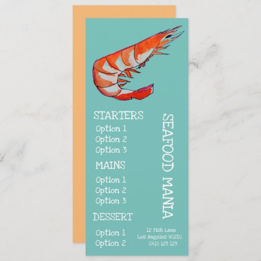 シーフードのレストランの魚の夕食メニュー メニュー (正面/裏面)