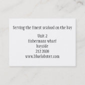 シーフードまたは魚釣りのテーマ 名刺 (裏面)