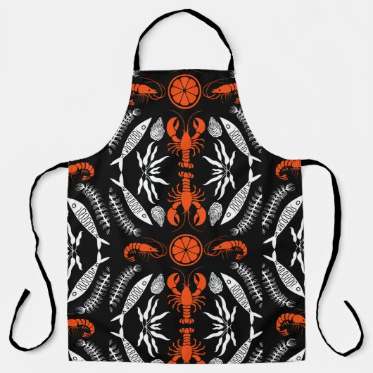 シーフードアートデコールプリント エプロン (正面)