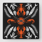 シーフードアートデコールプリント スクエア壁時計 (正面)