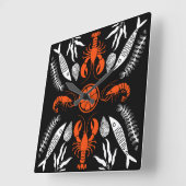 シーフードアートデコールプリント スクエア壁時計 (傾斜)