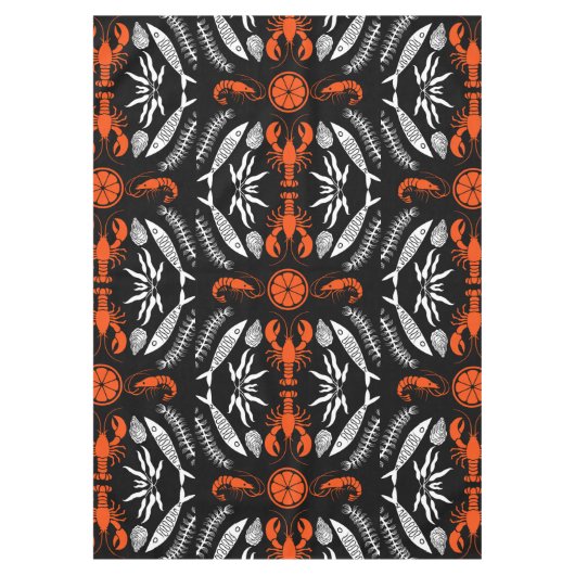 シーフードアートデコールプリント テーブルクロス (正面)