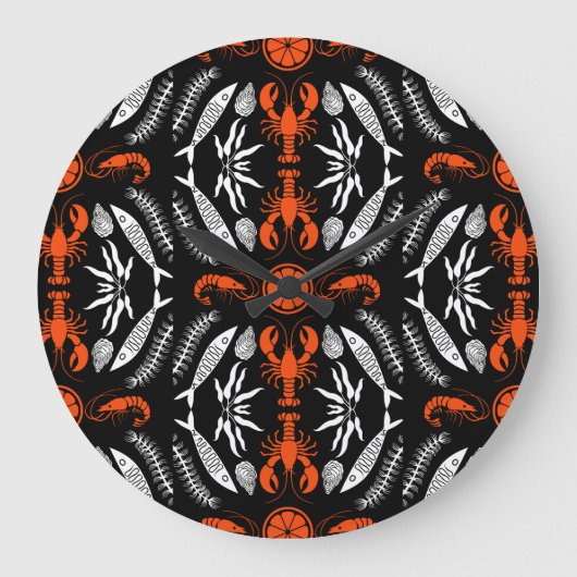 シーフードアートデコールプリント ラージ壁時計 (正面)