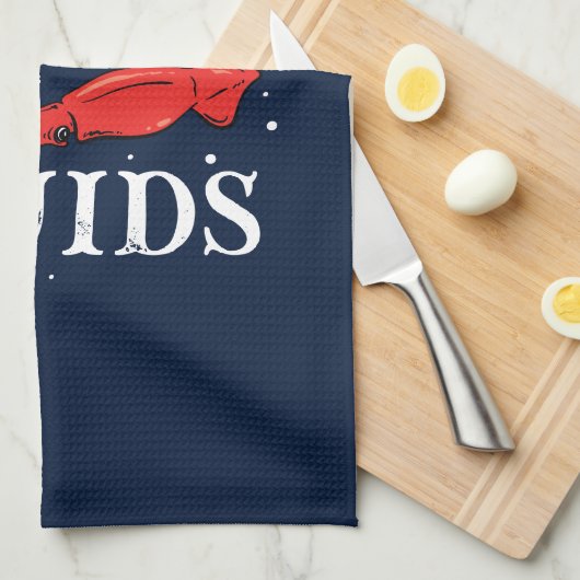 シーフードイカ恋人シェフパパ父の日 キッチンタオル (四つ折り)