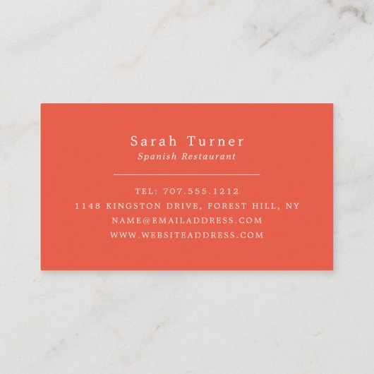 シーフードエビ、シェフ、料理 名刺 (裏面)