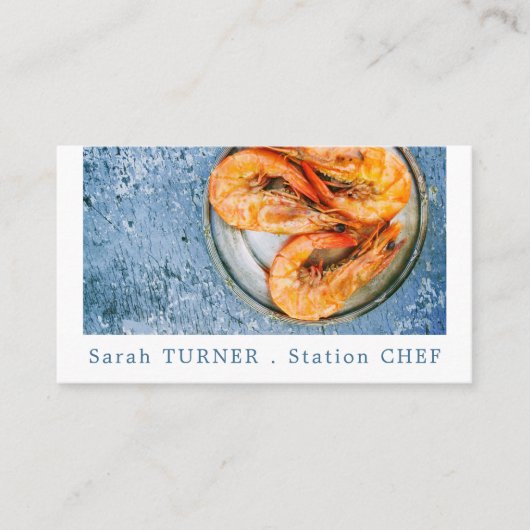 シーフードエビ、シェフ、料理 名刺 (正面)