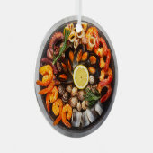 シーフードカスタム文字皿 メタルオーナメント (正面右)