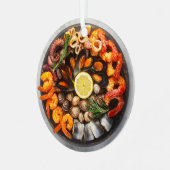 シーフードカスタム文字皿 メタルオーナメント (正面左)