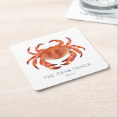 シーフードカニ料理店 スクエアペーパーコースター (アングル)