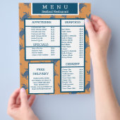 シーフードカニ焼きレストランメニュー チラシ (手)