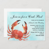 シーフードカニ煮え夏の誕生日パーティー インビテーションポストカード (正面/裏面)