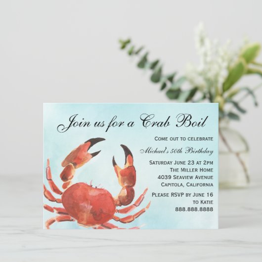 シーフードカニ煮え夏の誕生日パーティー 招待状 (スタンド正面)