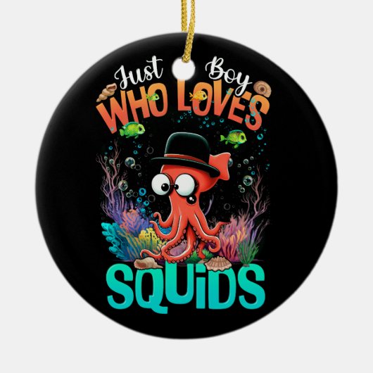 シーフードカラマリーオセアを愛する少年たち セラミックオーナメント (正面)