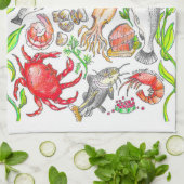 シーフードキッチンタオル キッチンタオル (折り畳み)