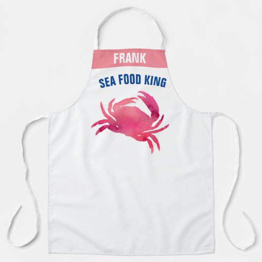 シーフードキングパーソナライズされたピンクカニのグラフィックシェフ エプロン (正面)