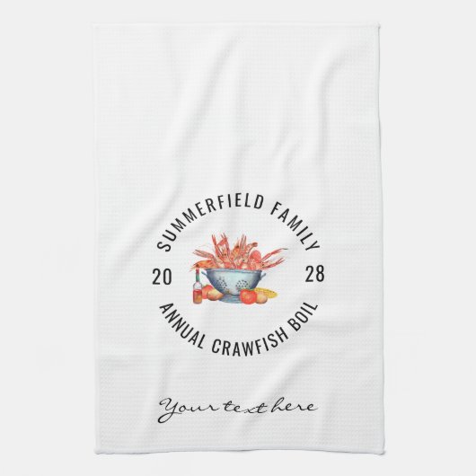 シーフードクックアウトファミリークロウフィッシュ沸騰パーティー キッチンタオル (縦)