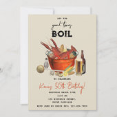 シーフードサマークロウフィッシュ誕生日パーティー 招待状 (正面)