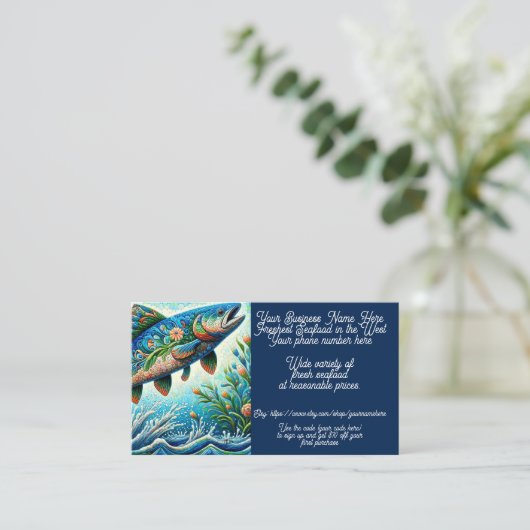 シーフードサーモンエビ蟹の販売店販売Etsy 名刺 (スタンド正面)