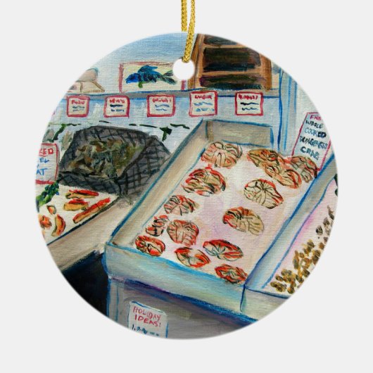 シーフードセールオーナメント(パイクプレイス – シアトルWA) セラミックオーナメント (正面)