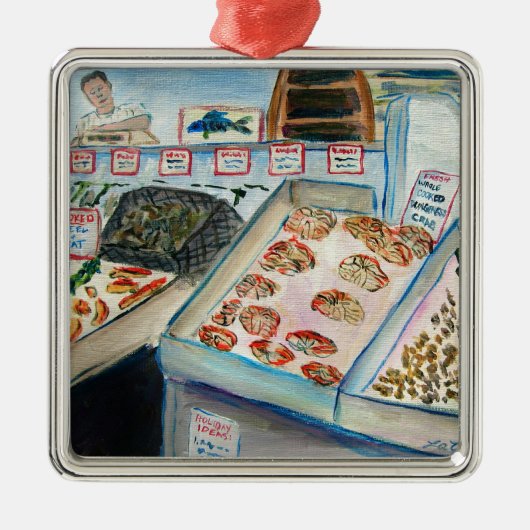 シーフードセールオーナメント（パイクプレイス – シアトルWA） メタルオーナメント (正面)