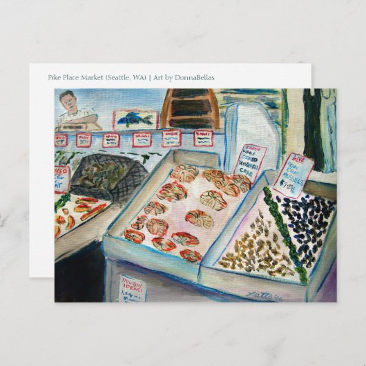 シーフードセール葉書（パイクプレイスシアトル） ポストカード (正面/裏面)