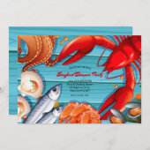 シーフードディナーパーティー 招待状 (正面/裏面)
