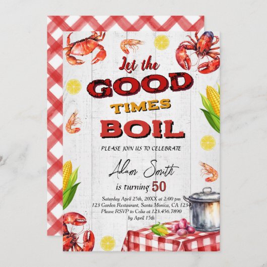 シーフードバースデーパーティー 招待状 (正面/裏面)