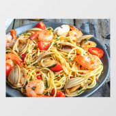 シーフードパスタ海老の筋肉スパイス写真 ウィンドウサイン (シート)