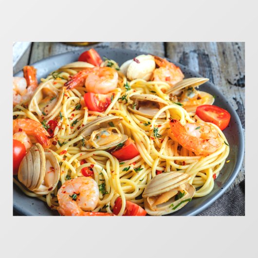 シーフードパスタ海老の筋肉スパイス写真 ウィンドウサイン (シート)