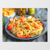 シーフードパスタ海老の筋肉スパイス2食イタリアン品 ウィンドウサイン (シート)