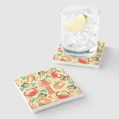 シーフードパターン ストーンコースター (横)