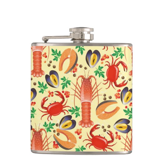 シーフードパターン フラスク (正面)
