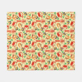 シーフードパターン フリースブランケット (正面(横))