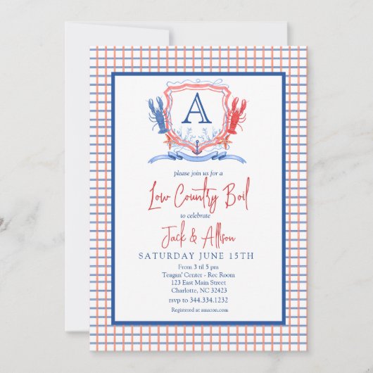 シーフードパーティーの招待状, ローカントリー・ボイルの招待 招待状 (正面)