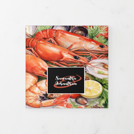 シーフードブロイルパエラディナーリハーサルパーティー 三つ折り招待状 (カバー)