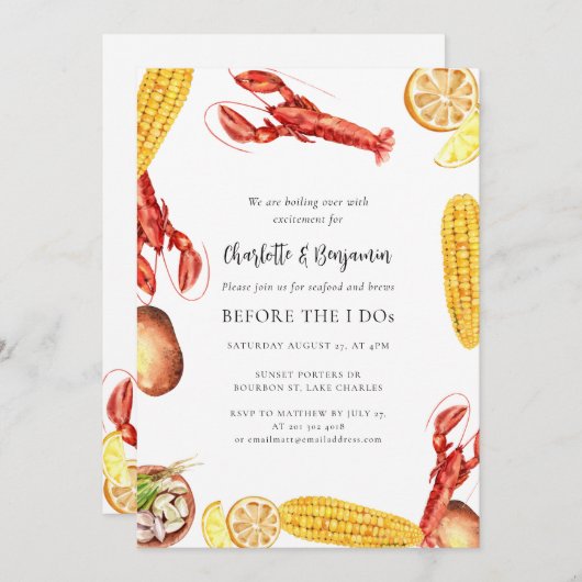 シーフードボイルウィドゥ婚約パーティ 招待状 (正面/裏面)