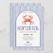 シーフードボイルカニ水カラー誕生日招待状 招待状 (正面/裏面)
